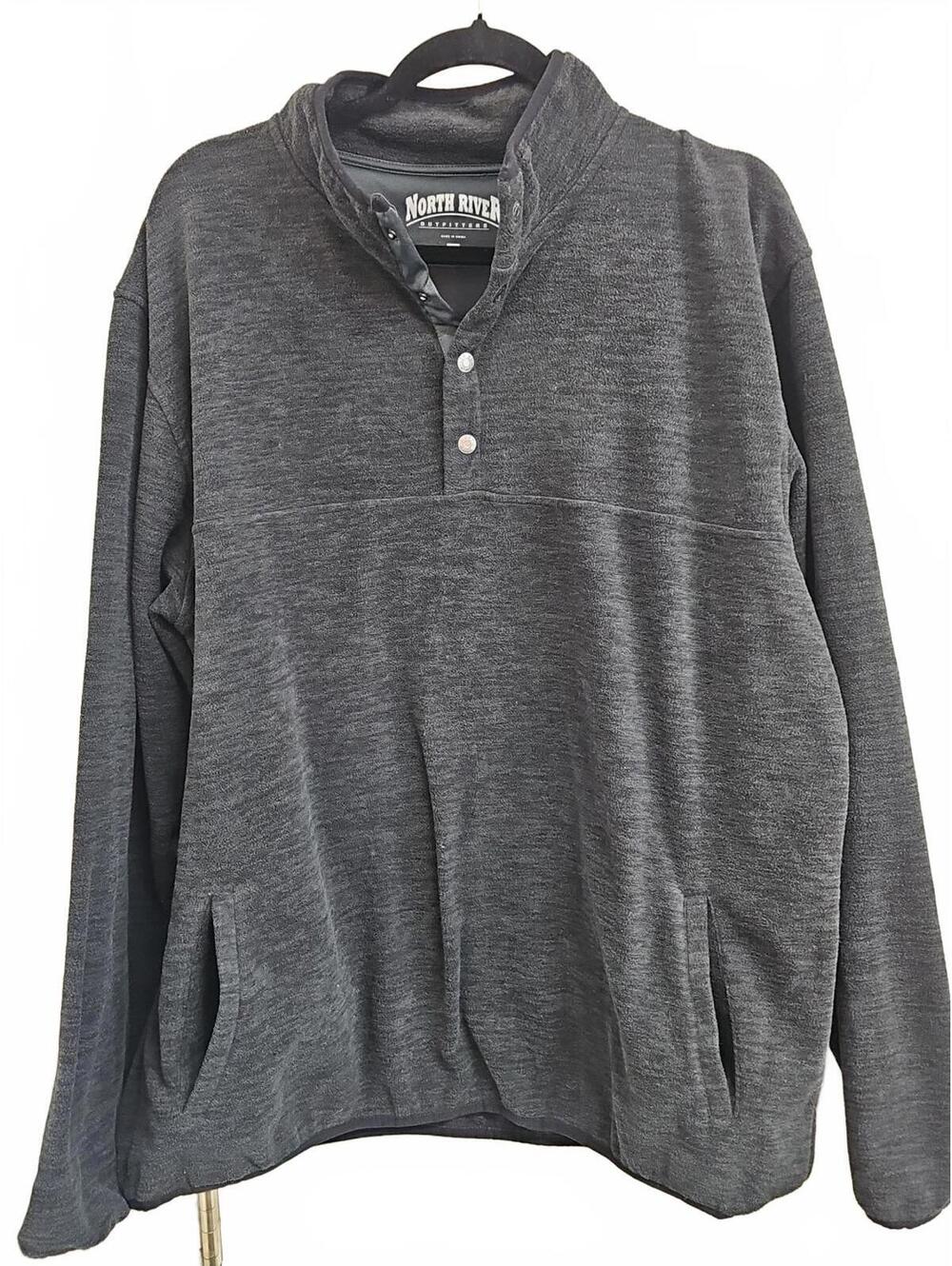 North River Men's Lightweight 1/4 Snap-Front Fleece Pullover sz XXL gray